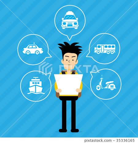 Tourists are choosing a car to travel . vector car Tourists are choosing a car to travel . vector car 35336165
