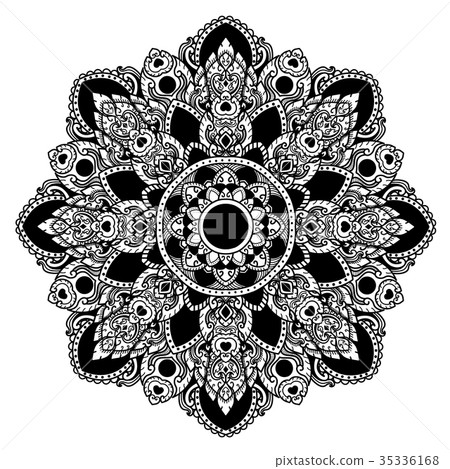 Black Thai mandala pattern vector design. Black Thai mandala pattern vector design. 35336168