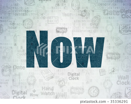 Time concept: Now on Digital Data Paper background Time concept: Now on Digital Data Paper background 35336291