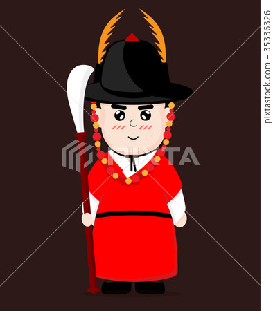 Traditional Korean guard vector cartoon design. Traditional Korean guard vector cartoon design. 35336326