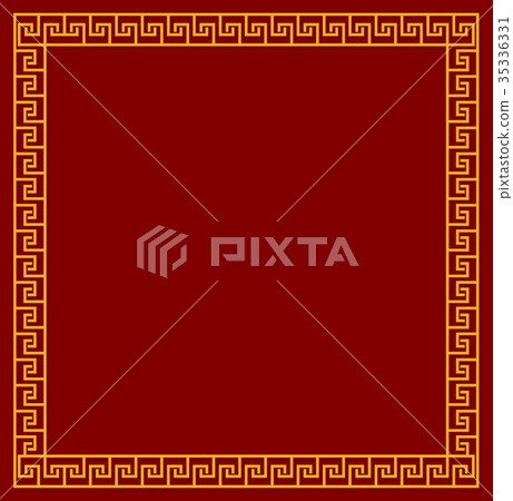 Chinese decorative yellow square frame on red back 35336331