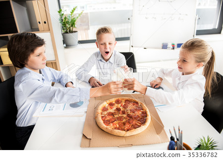 Cheerful smart children are resting together Cheerful smart children are resting together 35336782