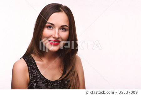 Portrait of smiling woman with tooth braces. Portrait of smiling woman with tooth braces. 35337009