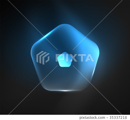 Glowing glass transparent pentagans, geometric Glowing glass transparent pentagans, geometric 35337218