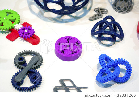 Abstract models printed by 3d printer close-up. 35337269