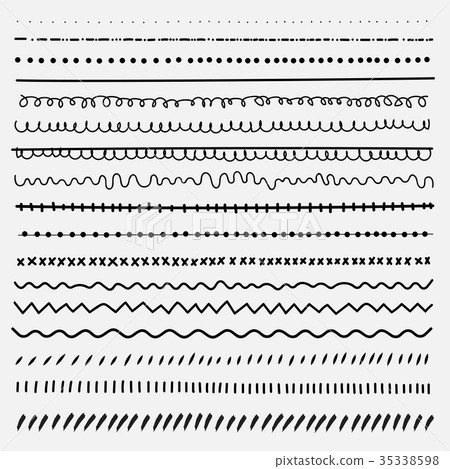 Set Of Line Hand Drawn Textures.  35338598