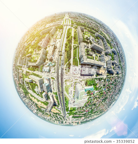 Aerial city view with crossroads and roads, houses Aerial city view with crossroads and roads, houses 35339852