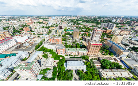 Aerial city view with crossroads and roads, houses Aerial city view with crossroads and roads, houses 35339859