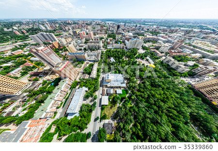 Aerial city view with crossroads and roads, houses Aerial city view with crossroads and roads, houses 35339860