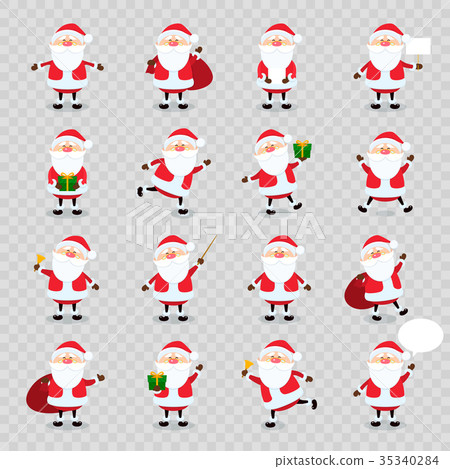 Cute vector Santa Claus icon set in flat style Cute vector Santa Claus icon set in flat style 35340284