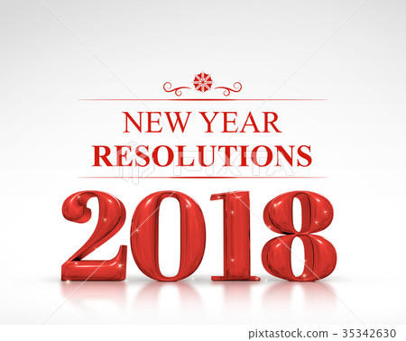 Red color 2018 new year resolutions on white Red color 2018 new year resolutions on white 35342630