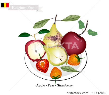 Strawberry, Pear and Apple, Fruits of Belgium 35342882