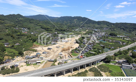 鳥瞰圖2017年8月30日朝倉市·九州北部大雨後的築後川 35343097
