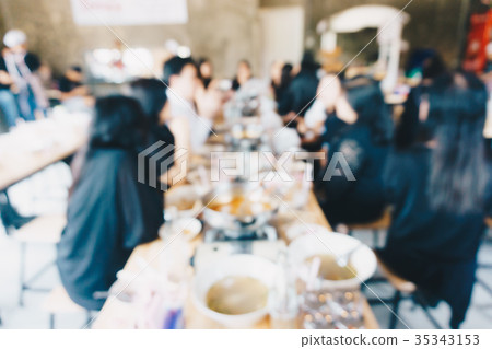 Vintage blurred bokeh of restaurant with people 35343153