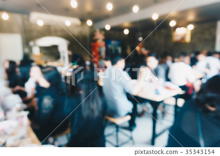 Blurred background of restaurant with customer Blurred background of restaurant with customer 35343154