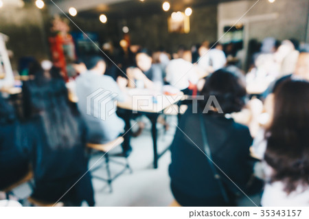 Blurred background of restaurant with customer Blurred background of restaurant with customer 35343157