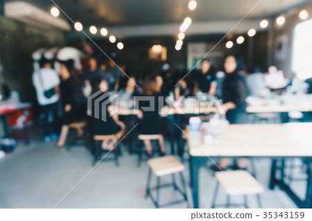 Blurred background of restaurant with customer 35343159