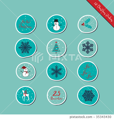 Christmas round stickers Christmas round stickers 35343430