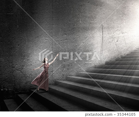Woman running on stairs 35344105
