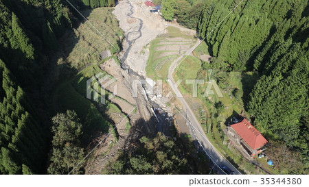 Aerial view October 9, 2017 Asakura-shi, Kurokawa eyes after heavy rain in northern Kyushu Aerial view October 9, 2017 Asakura-shi, Kurokawa eyes after heavy rain in northern Kyushu 35344380