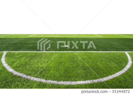 Bright and dark artificial green grass in outdoor football or futsal stadium 35344972