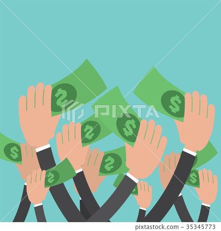 Many Hands Reach Money Vector Illustration Many Hands Reach Money Vector Illustration 35345773