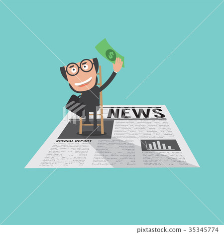 Happy And Successful Businessman In Financial News Happy And Successful Businessman In Financial News 35345774