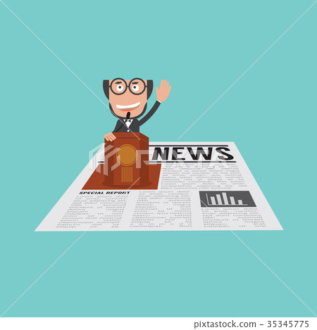 Businessman Speaking On Podium In Financial News Businessman Speaking On Podium In Financial News 35345775