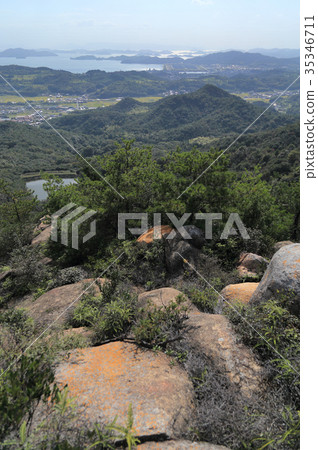 View Bisan Seto from the side of Hachijoiwa mountain trail in Kojima Peninsula 35346711