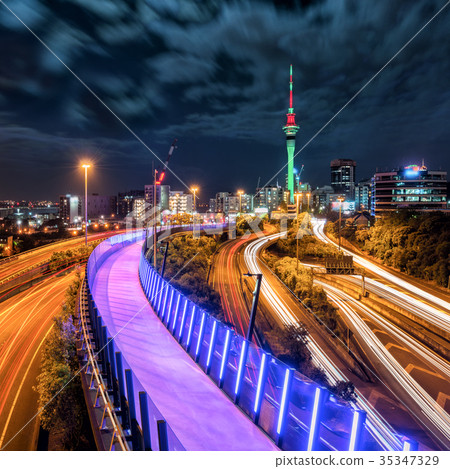 Auckland city night skyline, New Zealand 35347329