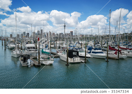 Yacht at Harbour in Auckland, New Zealand 35347334