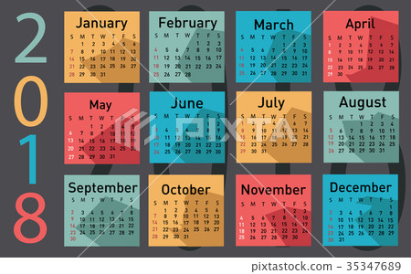 Calendar for 2018 vector illustration Calendar for 2018 vector illustration 35347689
