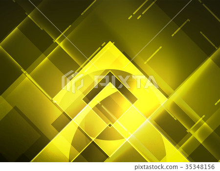 Glowing squares in the dark, digital abstract 35348156