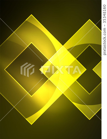Glowing squares in the dark, digital abstract 35348160