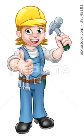 Woman Carpenter Holding Hammer Woman Carpenter Holding Hammer 35348181