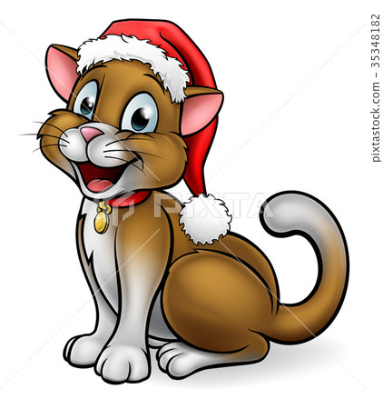 Christmas Santa Hat Cat 35348182
