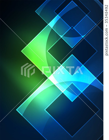 Glowing squares in the dark, digital abstract Glowing squares in the dark, digital abstract 35348492