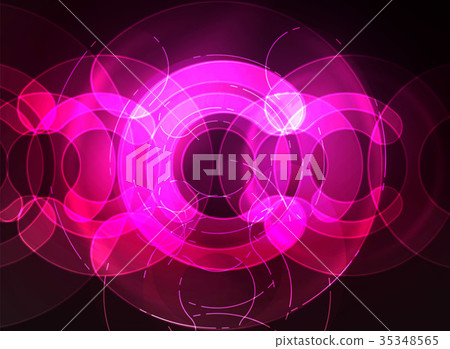 Round glowing elements on dark space, abstract 35348565