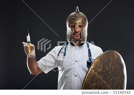 Male doctor wearing medieval armor Male doctor wearing medieval armor 35348592