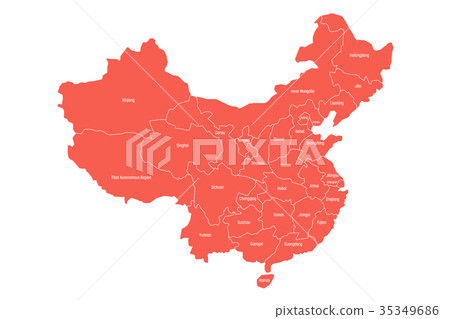 Regional map of administrative provinces of China 35349686