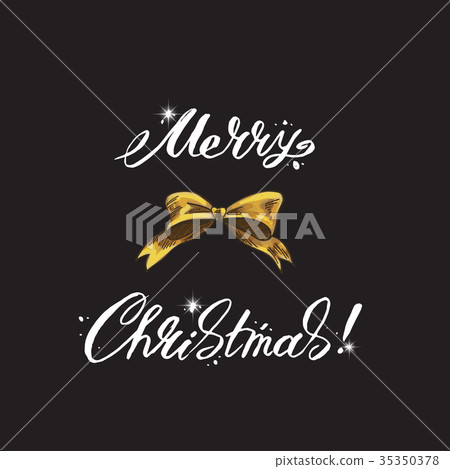 Merry Christmas lettering on a black background. - Stock Illustration ...