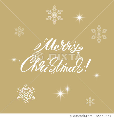 Merry Christmas lettering surrounded by snowflakes 35350465