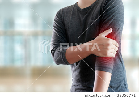 young man Feeling suffering  Lower back pain   35350771