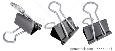 Set of black metallic paper clips 35352871