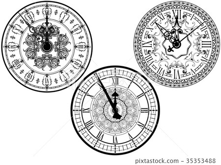 Clock Faces with Ornamental Decoration 35353488