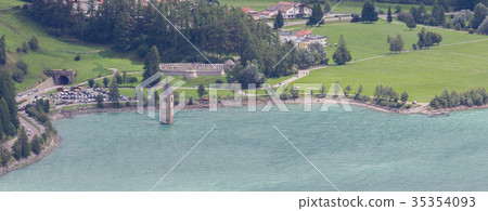 Submerged tower of reschensee church Submerged tower of reschensee church 35354093