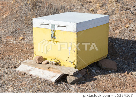 Beehive with bees in Greece Beehive with bees in Greece 35354167
