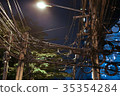 Tangle of wires in the capital city in the Night.  35354284