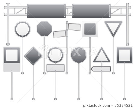 Realistic Blank Road Signs Set  35354521