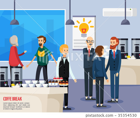Coffee Break Orthogonal Flat Composition - Stock Illustration [35354530 ...
